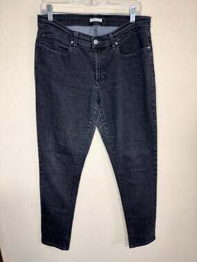 Eileen Fisher Women's Size 12 Black Straight Leg Jeans Quiet Luxury Stretchy